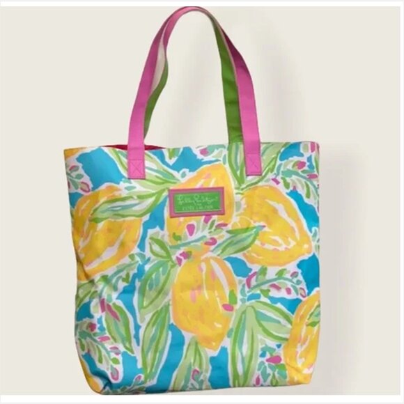 Lilly Pulitzer Handbags - Lilly Pulitzer for Estée Lauder Pink Green Tote Bag Large